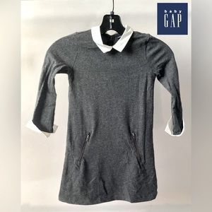 Baby GAP Children’s Gray Sweater Dress with White Collar Size 4y